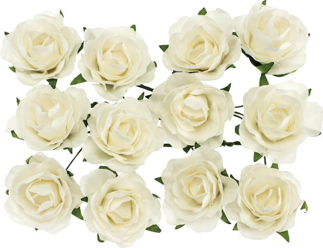 Weitere - Röschen Weiß Mit Draht 30mm 12 Stück Floristische Hochzeitsdekorationen