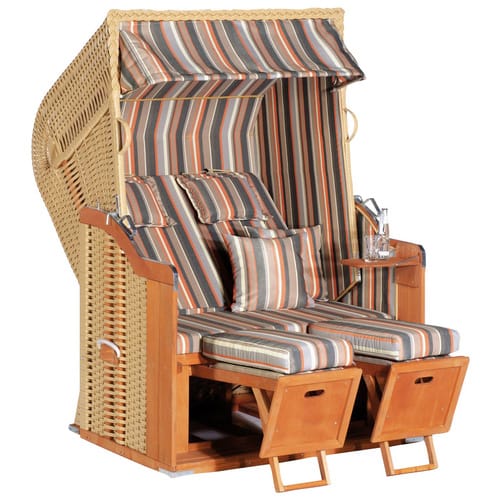 Sunny Smart - Sunnysmart Garten-strandkorb Rustikal 250 Plus 2-sitzer Beige/grau/orange Mit Kissen