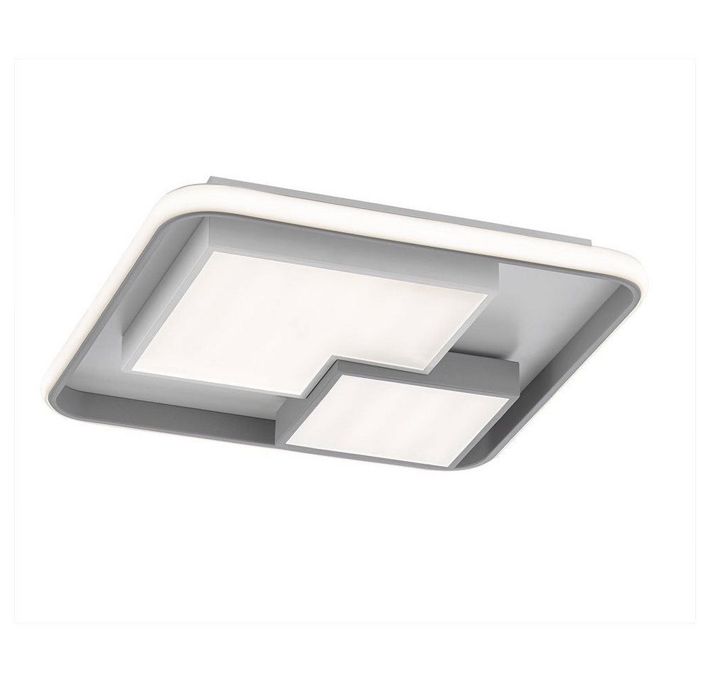 Deckenleuchte Dimmbar Über Schalter Weiß Grau Led Deckenlampe Wohnzimmer, Metall Kunststoff, 40,5w 2600lm, Lxbxh 50x50x8,5 Cm Wofi 11610 Bild 3