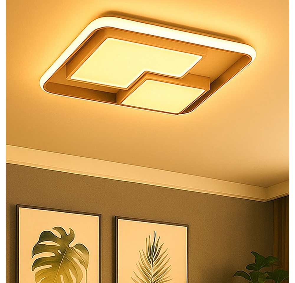 Deckenleuchte Dimmbar Über Schalter Weiß Grau Led Deckenlampe Wohnzimmer, Metall Kunststoff, 40,5w 2600lm, Lxbxh 50x50x8,5 Cm Wofi 11610 Bild 4