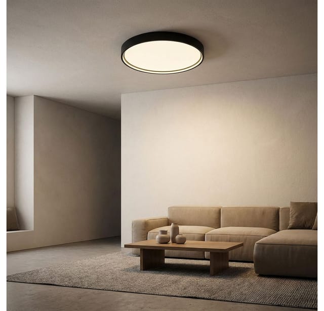 Led Deckenleuchte Deckenlampe Esszimmer Dunkelgrau Mit 3 Stufen Dimmer, Metall, 1x Led 27,5w 2400 Lm Warmweiß, D 45x4,5 Cm Wofi 12056