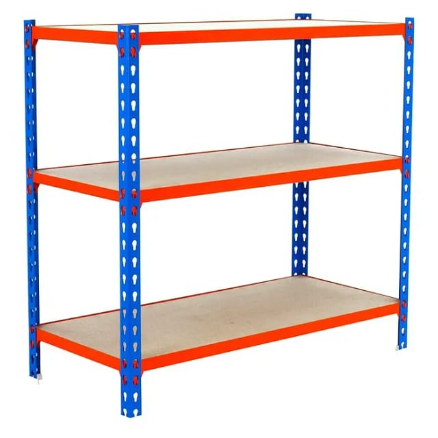 Simonrack Metallregal Blau Orange Holz 3 Regale