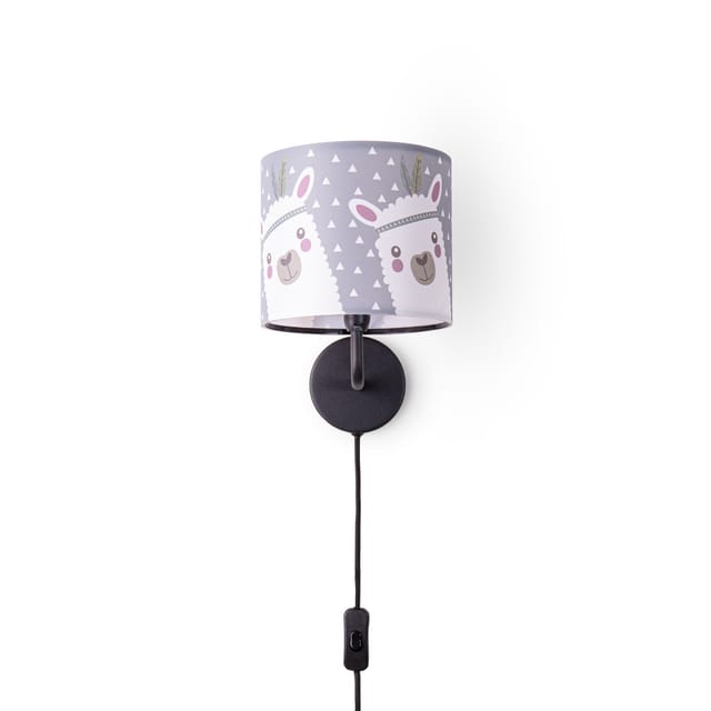 Tischleuchte Kinderzimmer Wandleuchte Straße Feuerwehr Lampenschirm Stoff Rund Wandleuchte - Schwarz, Design 8 (ø18 Cm) - Paco Home