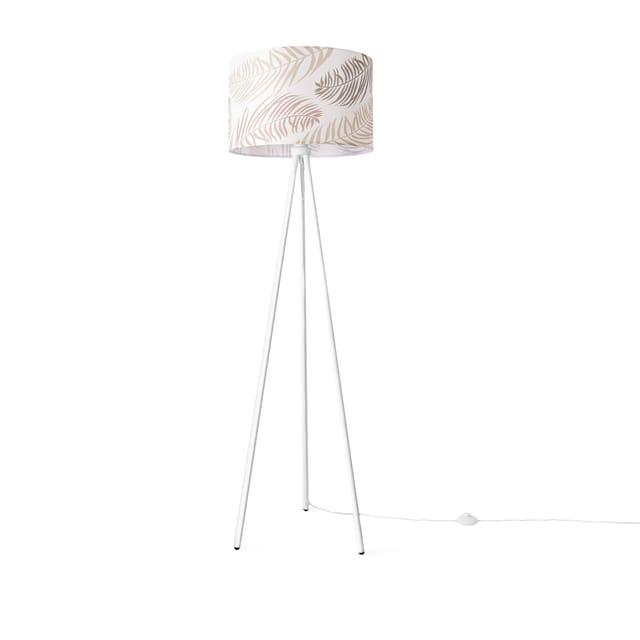 Paco Home - Wohnzimmer Stehleuchte Kinderzimmer Lampenschirm Zimmer Deko Schlafzimmer Palme Grün (ø45.5cm), Stehleuchte - Weiß