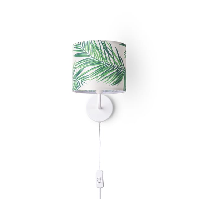 Tischlampe Schreibtischlampe Wandlampe Stoff Nachttisch E14 Blumen Jungle Deko Wandleuchte - Weiß, Design 4 (ø18 Cm) - Paco Home