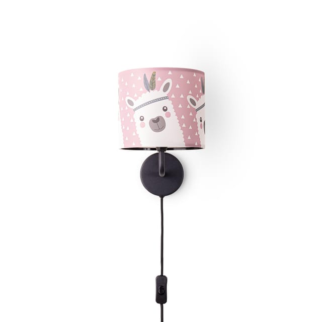 Tischleuchte Kinderzimmer Wandleuchte Straße Feuerwehr Lampenschirm Stoff Rund Wandleuchte - Schwarz, Design 9 (ø18 Cm) - Paco Home