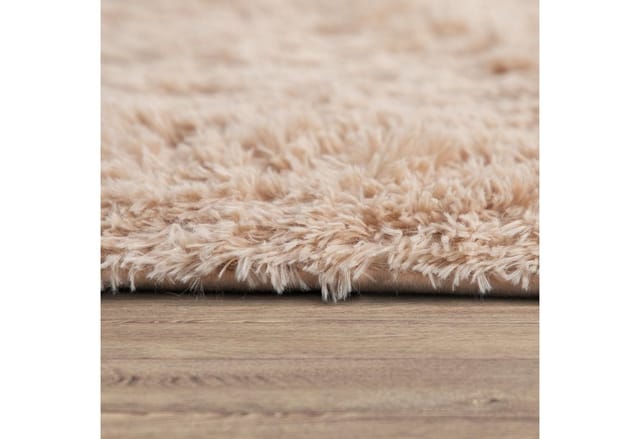 Hochflor Teppich Wohnzimmer Fellteppich Kunstfell Flauschig Rutschfest Beige 160x220 Cm - Paco Home