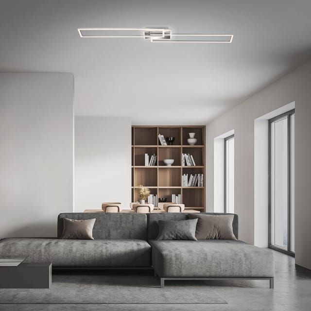 Led Deckenleuchte Cct Dimmbar Fernbedienung 40w Silber Metall Briloner