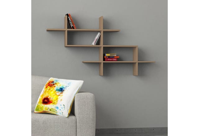 Halic Wandregal Modern Bücherregal Mokka Grau B 150cm Breit - Mocha Grey - Decortie