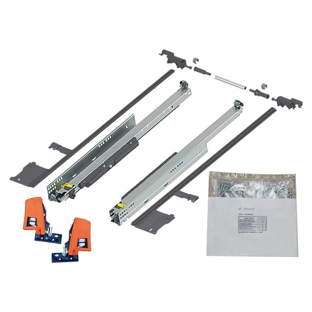 Blum Movento Tip-on 766h Schubladenschienen, 650mm Vollauszug 70kg, 1 Paar Inkl. Kupplung Und Seitenstabilisierungs-set