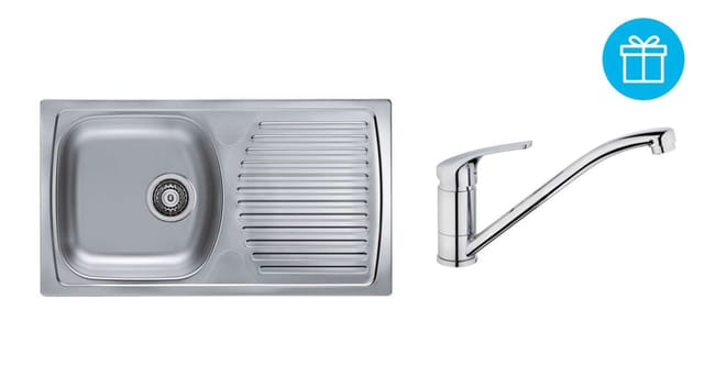 Sets - Spüle-set Basic 170 Und Armatur Riviera + Geschenk, Chrom Seta259 - Alveus