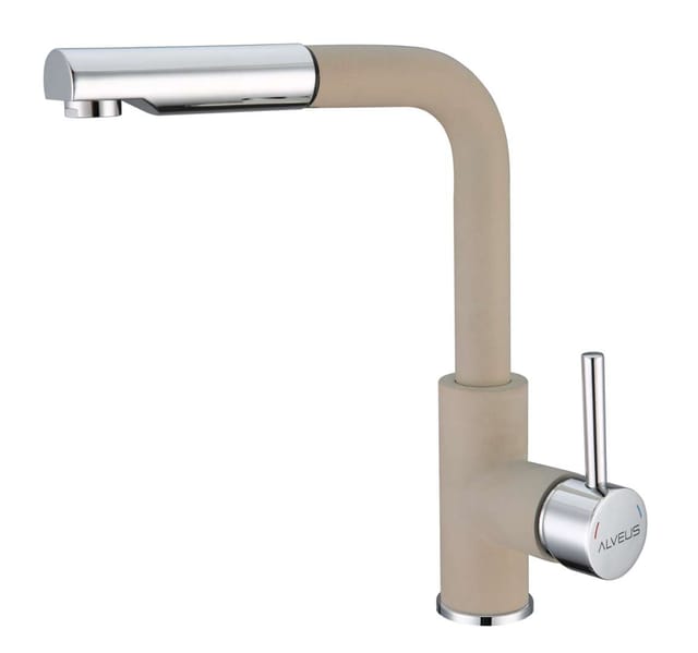 Alveus - Siros - Spültisch-einhebelmischer Mit Ausziehbarem Auslauf, Beige/edelstahl 1129045