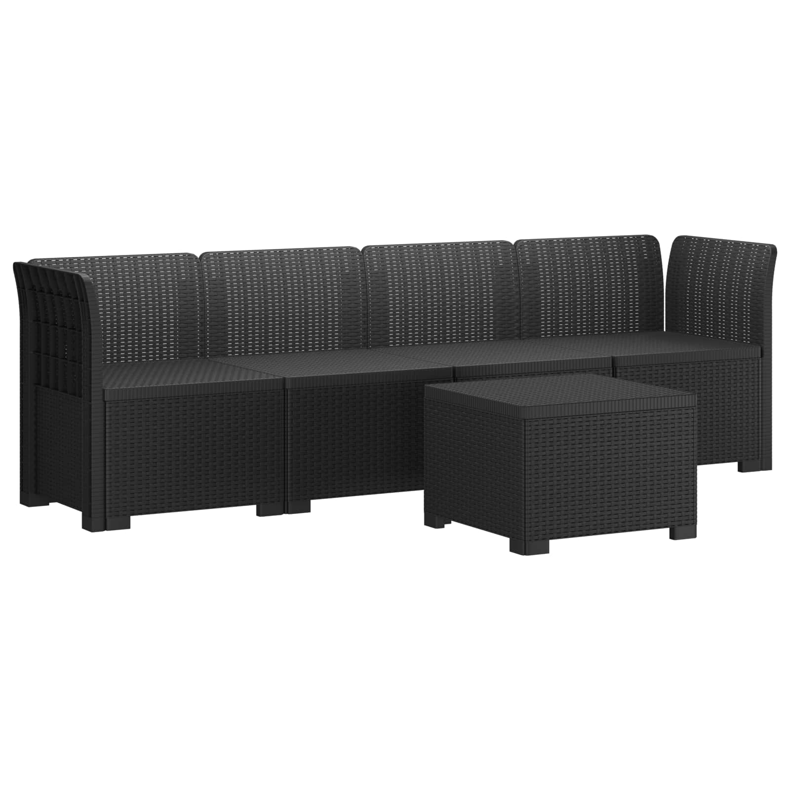 4-sitzer Gartensofa Rattan Look Pp Anthrazit Vidaxl