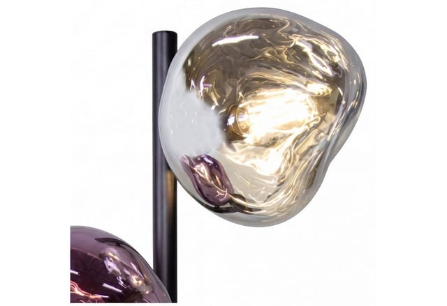 Tischleuchte Aluminium Glas E14 40 Cm Hoch Schwarz Weiß Lila 2-flammig Modern Beistelllampe