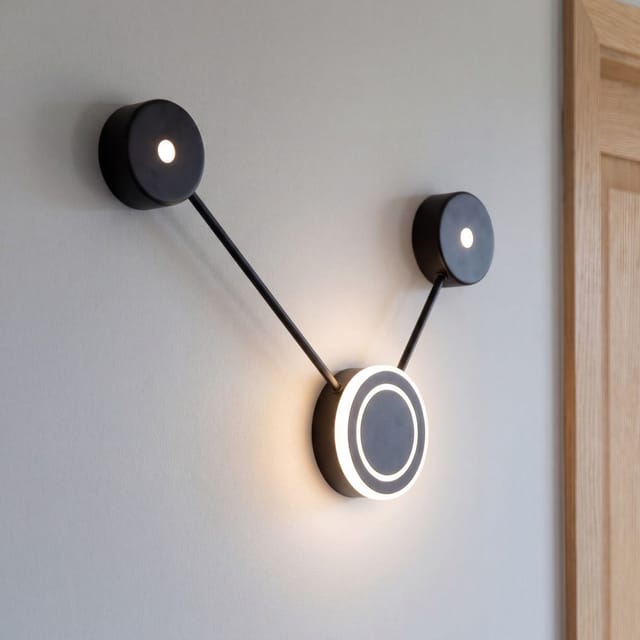 Wandlampe Led Aluminium H: 44 Cm Schwarz Warmweiß 3000 K 560 Lm Modern