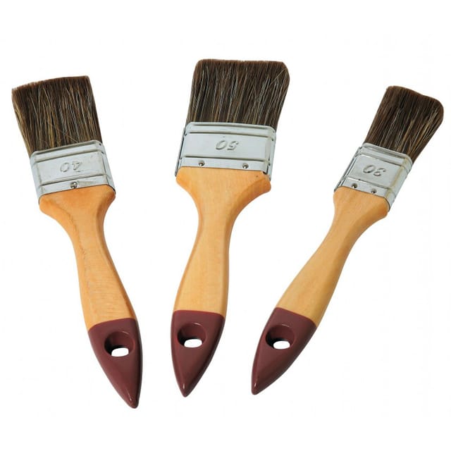 3er-set Pinsel Mit Holzgriff In Elegantem Braunton.