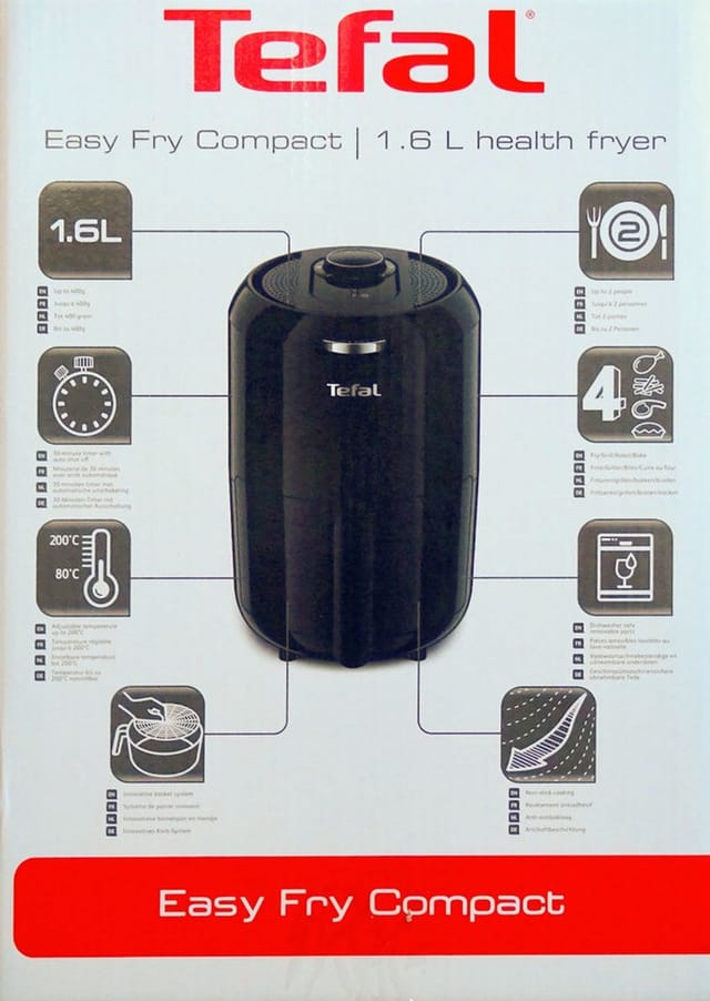 Ey1018 Heißluftfritteuse Easyfry 1400watt 1,6 Liter Schwarz - Tefal