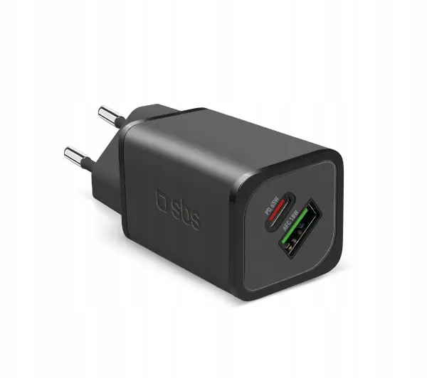 Sbs Nanotube Gan Pd Wandladegerät 1x Usb-c / 1x Usb-a 65w Schwarz 1 Stück.