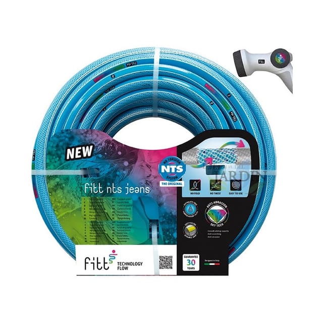 Suinga - Kit Gartenbewässerungsschlauch Nts Jeans 15 Mm 25 Meter Mit Neuer Lanze, Verdrehsicher Mit 6 Lagen