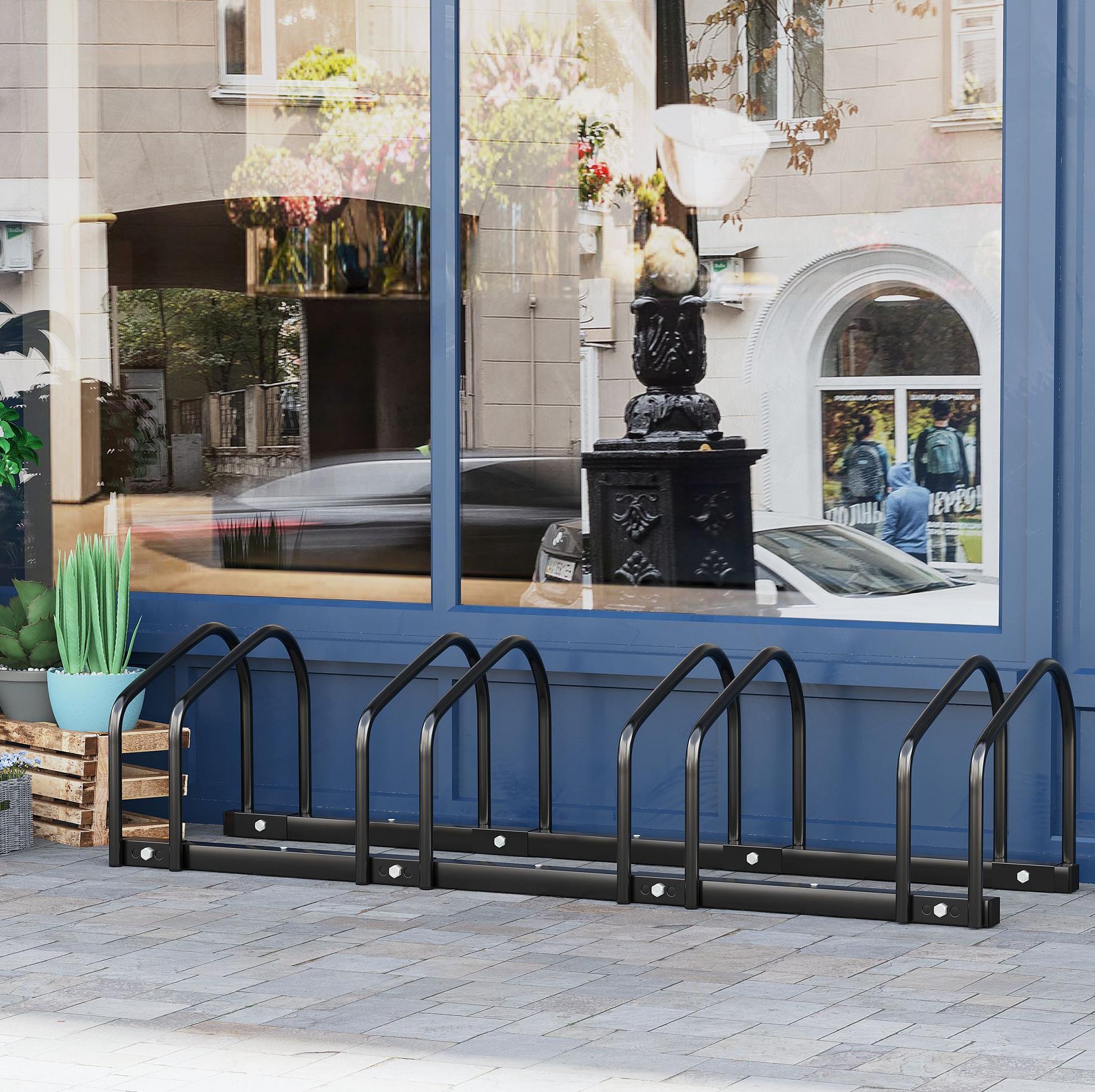 Havrya Fahrradständer Für 4 Fahrräder Aus Stahl, Boden- Oder Wandmontage, Schwarz, 110 X 33 X 27 Cm