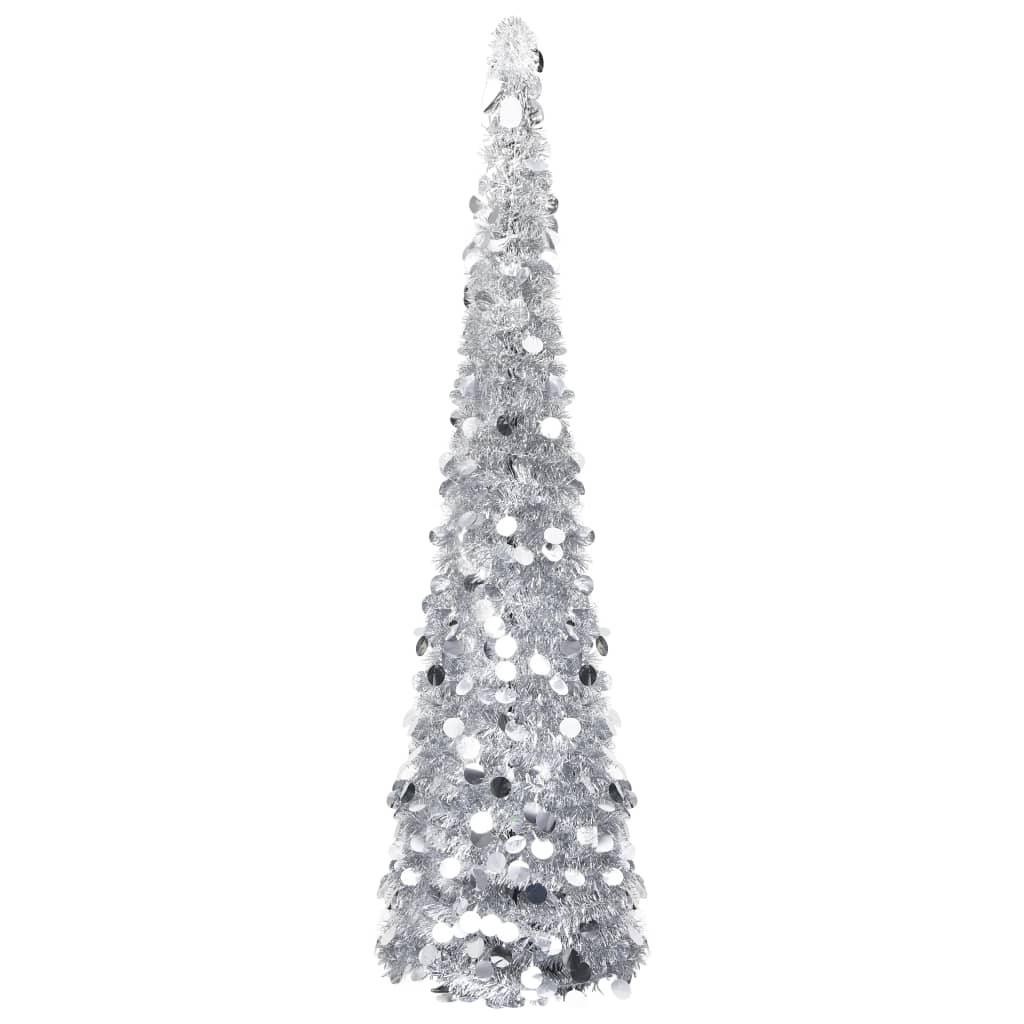 Vidaxl Künstlicher Pop-up-weihnachtsbaum Silber 150 Cm Pet