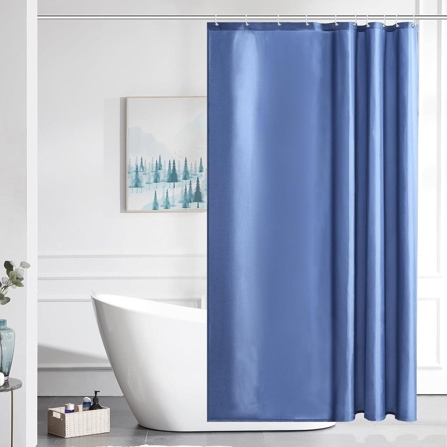 Duschvorhang 120x180cm Textil Hellmarineblau, Schimmelresistent, Wasserabweisend, Waschbar