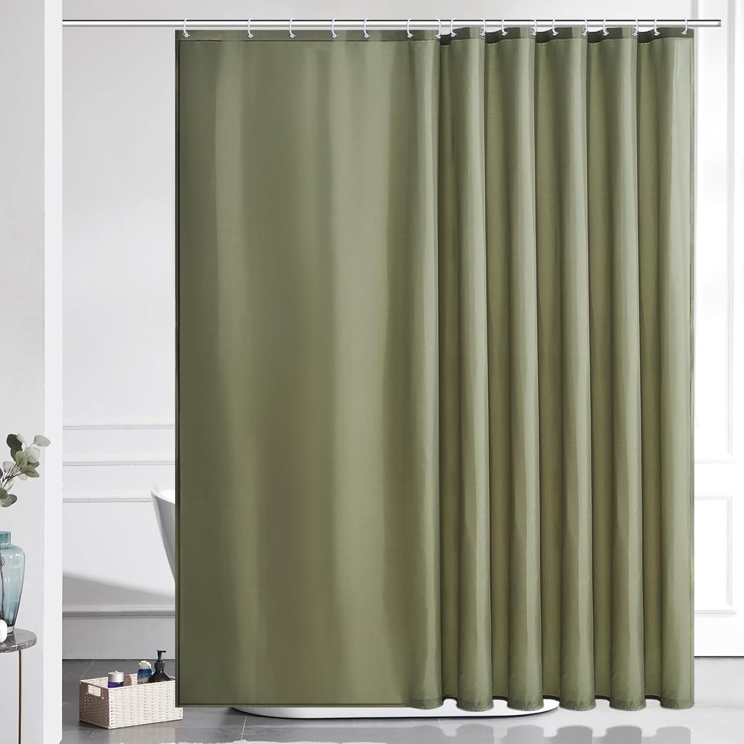 Duschvorhang Überlänge 240x180cm Salbei Grün, Wasserdicht, Antibakteriell, Stoff
