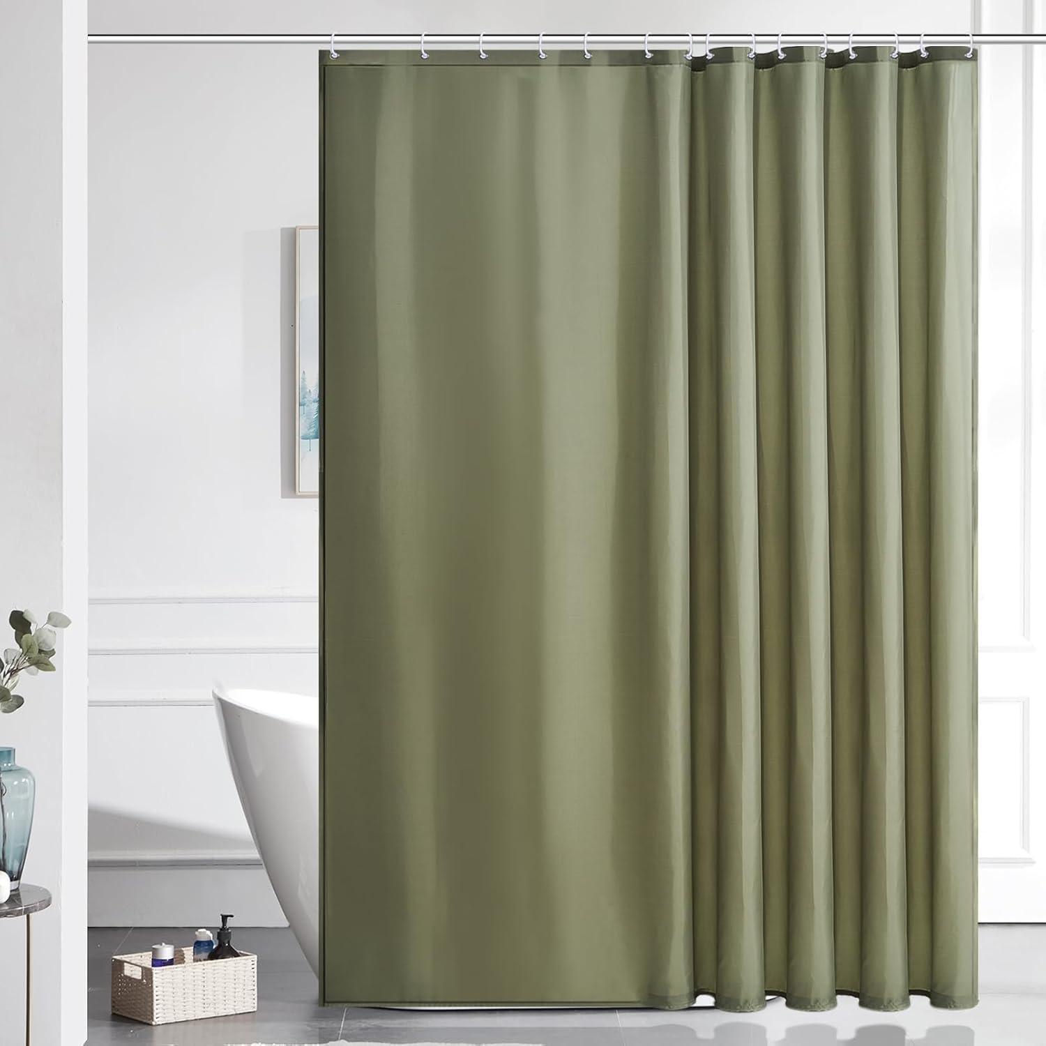 Duschvorhang Überlänge 200x200cm Salbei Grün, Anti-schimmel, Waschbar, Textil