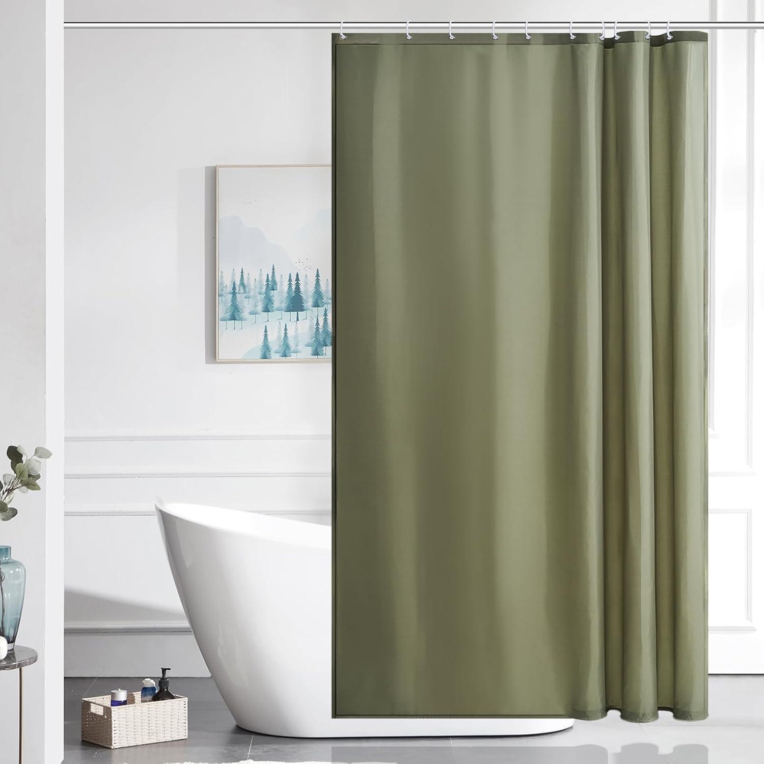 Duschvorhang Textil Salbei Grün 150x180 Cm, Schimmelresistent, Wasserabweisend, Waschbar