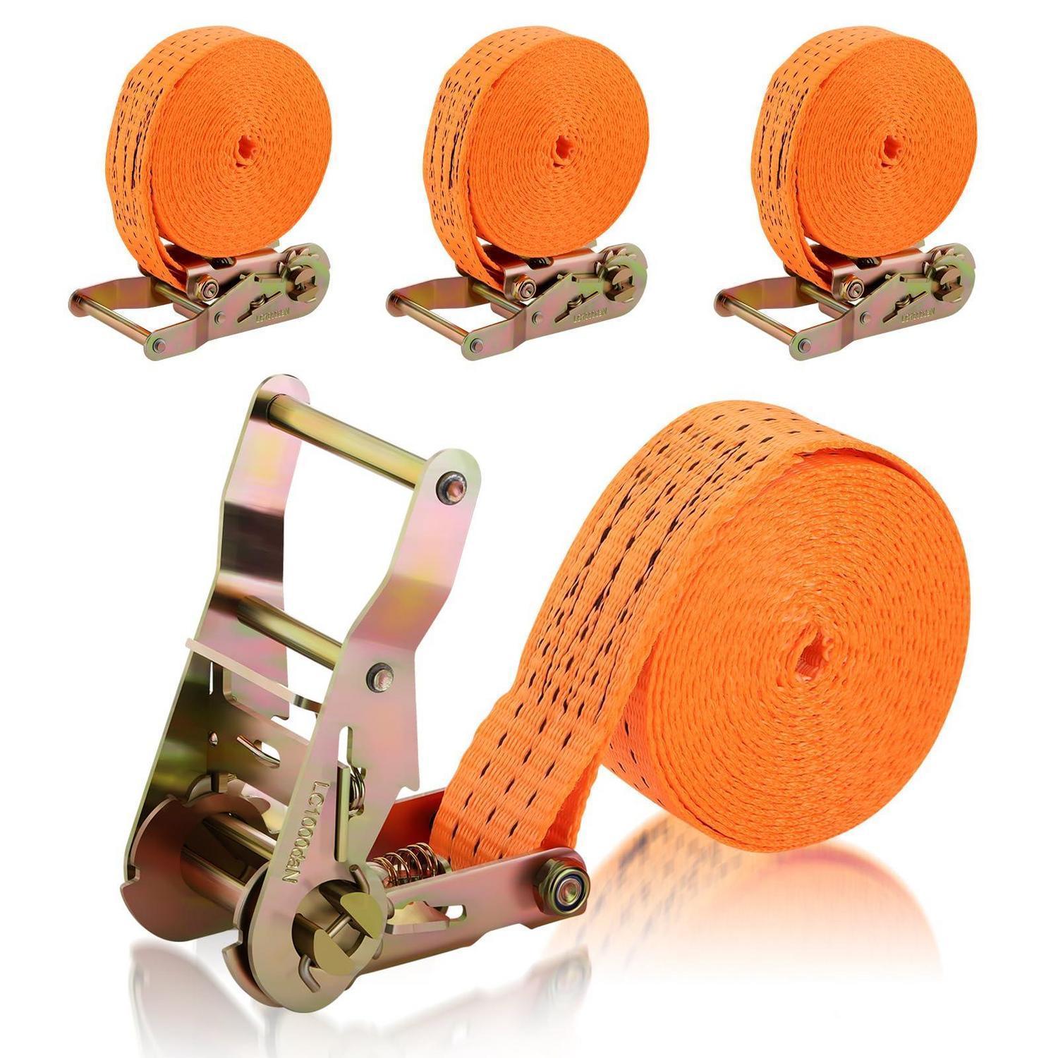 4x Spanngurte Mit Ratsche 6m X 35mm, 2000 Dan, Hakenlos, Für Auto, Motorrad, Gepäck