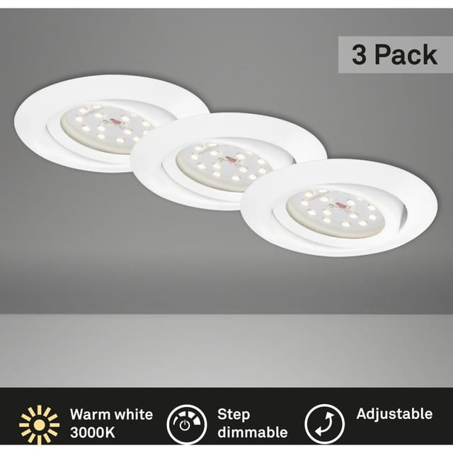 3er Set Led Einbauleuchte, Ø 8,2 Cm, 3,5 W, Weiß, Briloner Leuchten