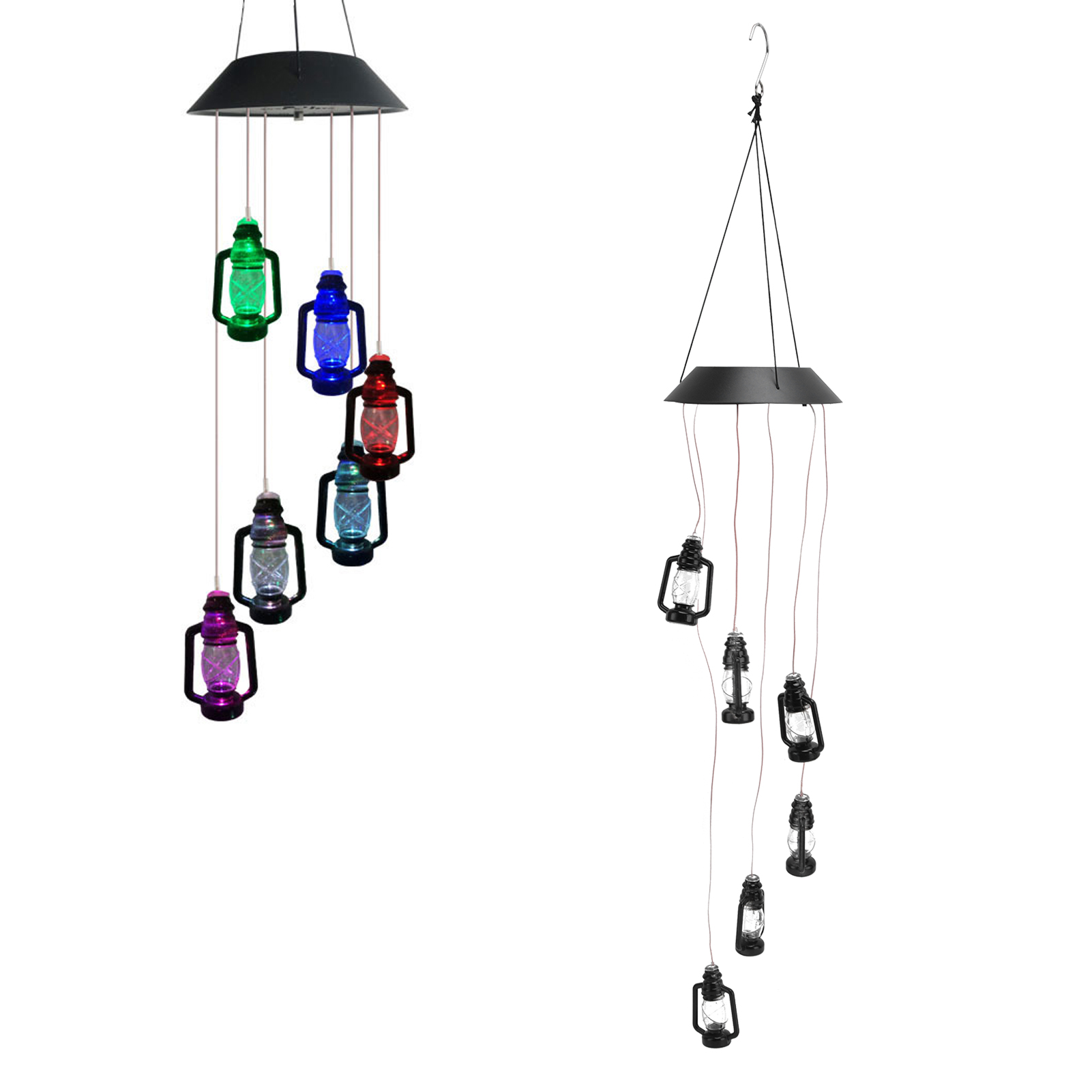 Solar-öllampe Mit Siebenfarbigem Windspiel Und 6 Farbwechselnden Leds, Retro-windspiel In Einer Ölflasche, Dekoration Für Hof Und Garten, Retro-laterne.