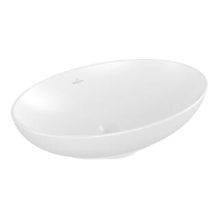 Villeroy&boch - Loop&friends - Aufsatzwaschtisch, 56x38 Cm, Mit Überlauf, Ceramicplus, Stone White 4a4700rw