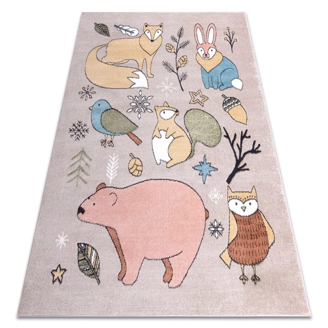 Teppich Fun Forester Für Kinder, Tiere, Wald Beige Multicolour 240x330 Cm