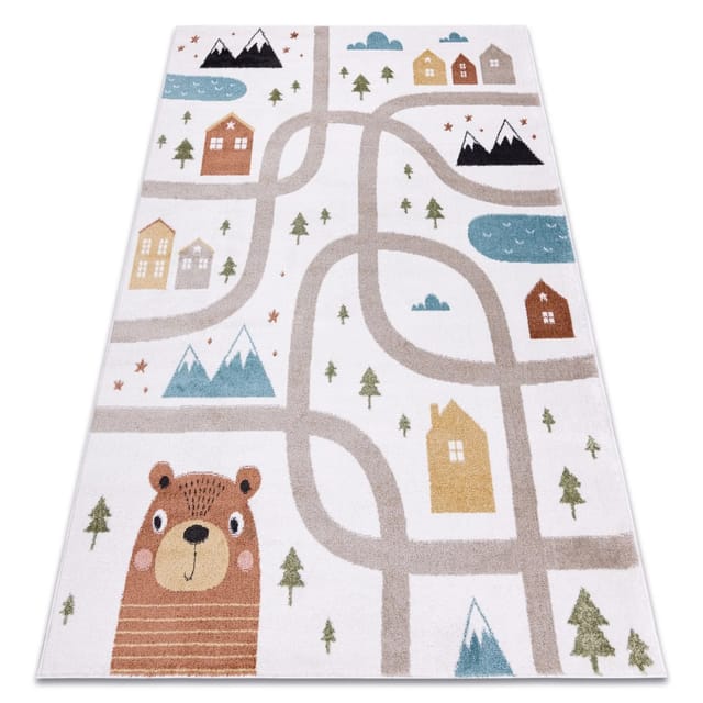 Teppich Fun Polar Für Kinder, Straßen, Wald, Creme Multicolour 80x150 Cm