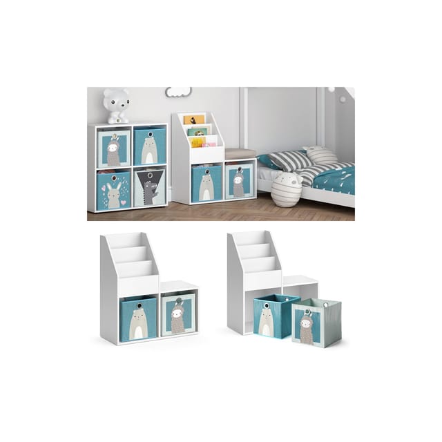 Vicco - Kinderregal Luigi, Weiß, 72 X 79 Cm Mini, Mit 2 Faltboxen Opt.6