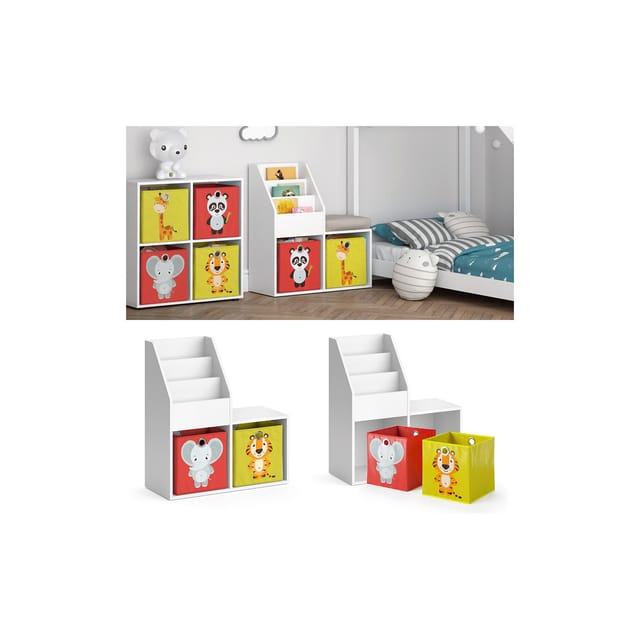Vicco - Kinderregal Luigi, Weiß, 72 X 79 Cm Mini, Mit 2 Faltboxen Opt.2
