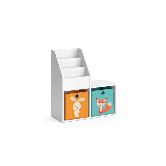 Vicco - Kinderregal Luigi, Weiß, 72 X 79 Cm Mini, Mit 2 Faltboxen Opt.1