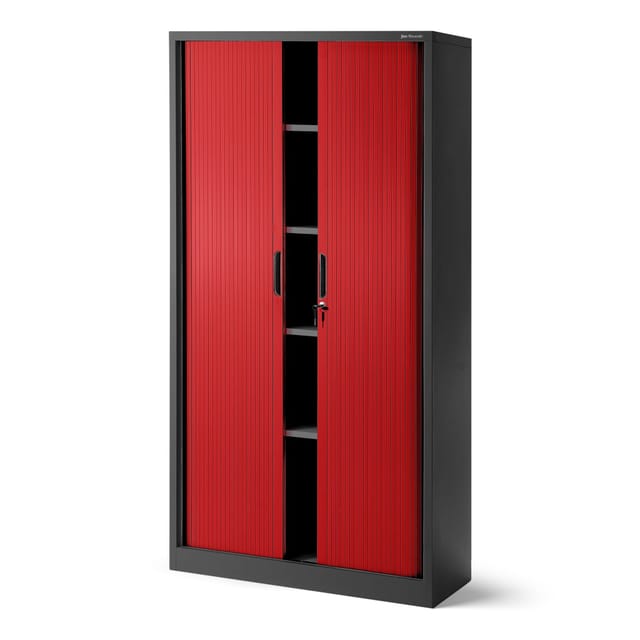 Spint T-001 Schließfachschrank Fächerschrank Wertfachschrank Aktenschrank Mit Rolladentür 185 Cm X 90 Cm X 45 Cm Anthrazit - Rot - Jan Nowak