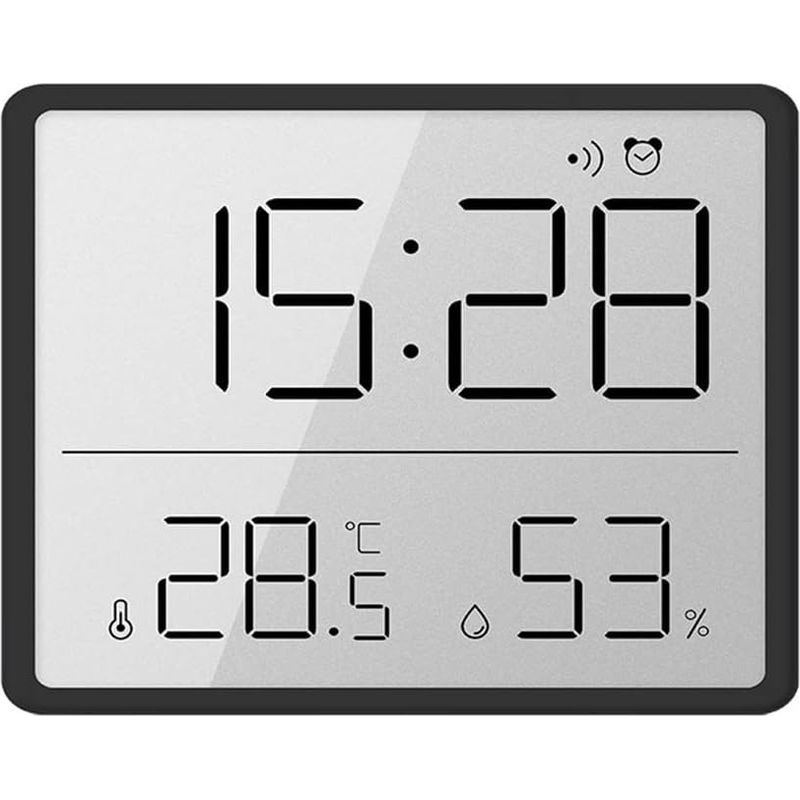 Thermomètre Hygromètre Numérique, Petit Réveil Lcd Avec Température Humidité 12/24 Heures ℃/℉ Support De Batterie Pour Maison Étudiants Bureau