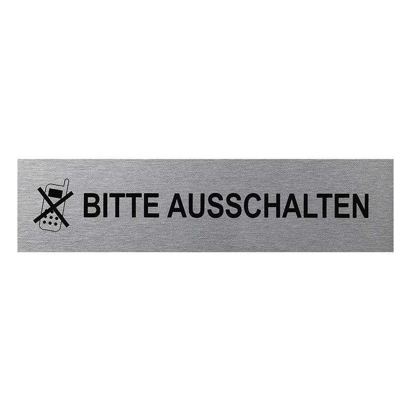 Aluminium T Rschild Handy Bitte Aus Schalten 160x40mm