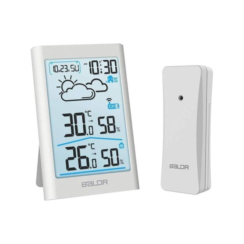Wireless Weather Station With Outdoor Sensor, Digital Thermometer, Indoor And Outdoor Hygrometer, Ambient Thermometer