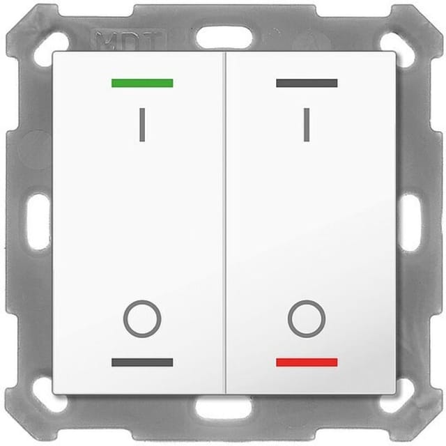 Taster Light 55 Ohne Temperatursenor 2-fach, Rgbw, Reinweiß Glänzend, Schalten