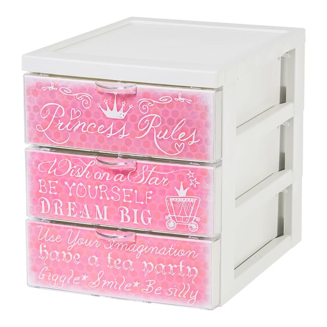 Kunststoff-schubladenbox, 5 Tiefe Schubladen, Prinzessin-design, Leicht Zu Öffnende Schubladen, A4, A5 & A6 Format, Datei-organisator, Für Büro, Schule, Schreibwaren, Bpa-frei, Scf-a5 - Iris Ohyama