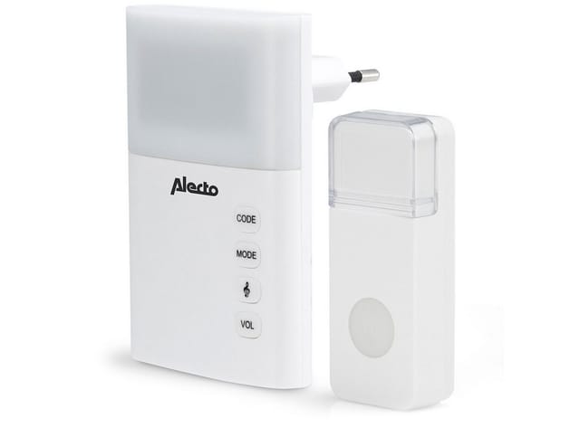 Alecto Funktürklingel-set Mit Netzteil 36 Melodien / Led-anzeige Weiss