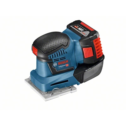 Bosch Gss 18v-10 Vibrationsschleifer - 2 Batterien 18v 5.0ah, Ladegerät Und Koffer + 3 Schleifblätter Und 3 Platten - 06019d0201
