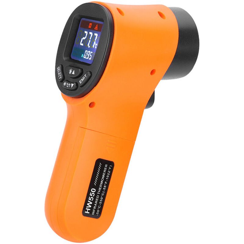 Thermomètre Infrarouge Numérique Portable Sans Contact, Pyromètre, Thermomètre Laser Lcd Pour Aquarium, Thermomètre Extérieur, Thermomètre Industriel -50 550 °c, Orange,
