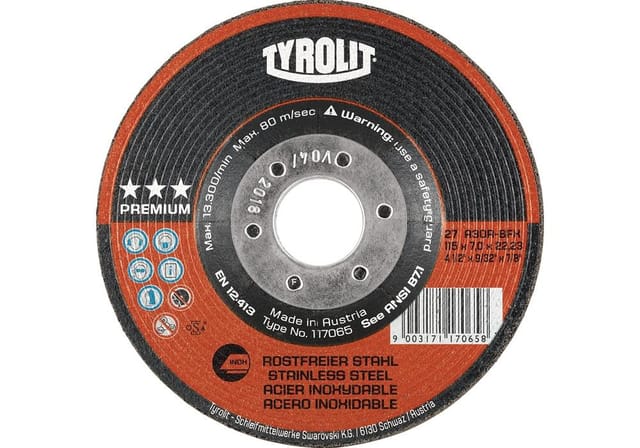 Schruppscheibe Premium D178xs7mm Körnung 30 Gekröpft Bohrung 22,23 Mm