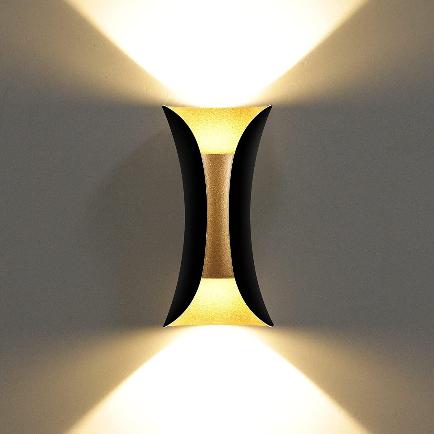 Groofoo Moderne Wandleuchte 10w Led Wasserdicht Ip65 Aluminium-design Wandleuchte Schwarz Und Gold Für Den Innen- Und Außenbereich