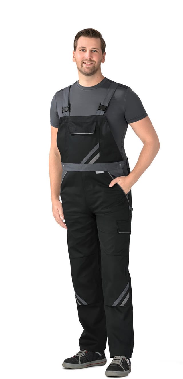 Planam Highline Latzhose Schwarz/schiefer/zink 27
